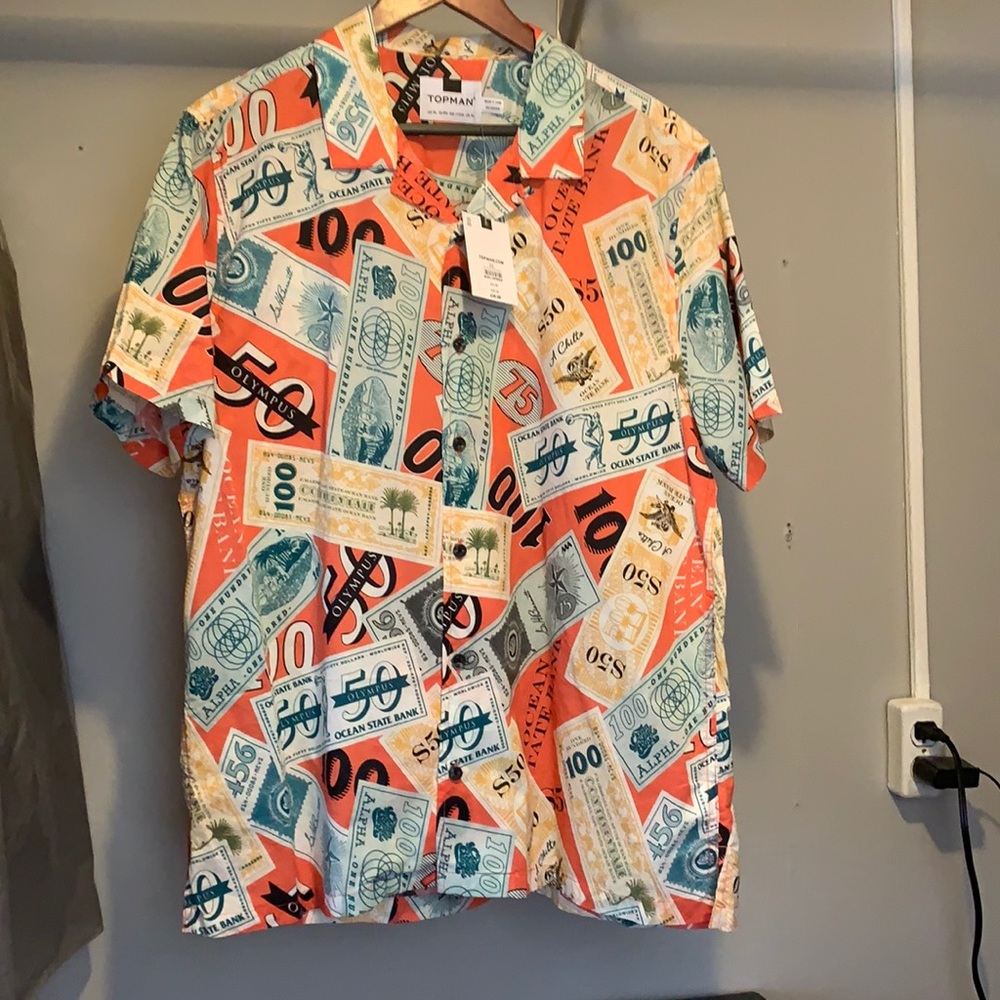NWT Currency Camp Collar Shirt